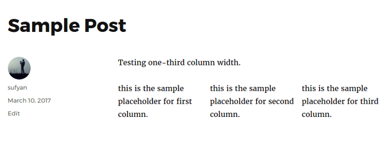 Column Shortcodes Result